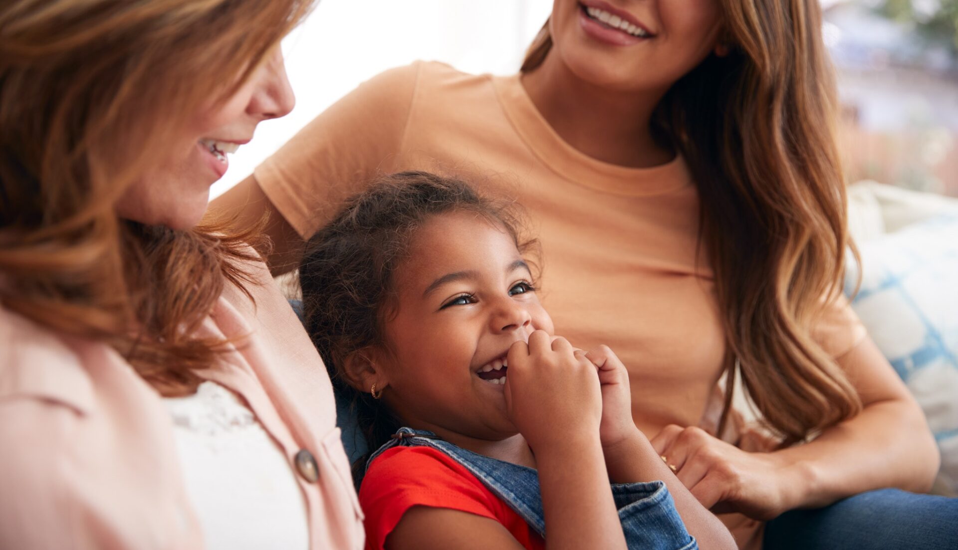 Multi-Generation Female Hispanic Family Relaxing On Sofa At Home